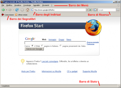  Mozilla Firefox 2 su Windows XP - Aspetto di default.